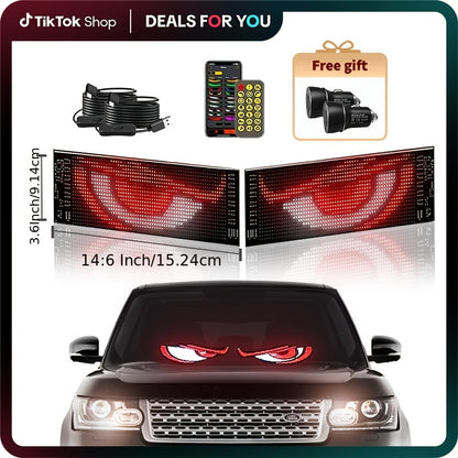 RGB LED Matrix Panel Lights (2pcs) – App & Remote Controlled, Dimmable Full-Color Display, Programmable Car Interior Decoration, DIY Ambient Lighting for Car, Party, Shop & Road Signs