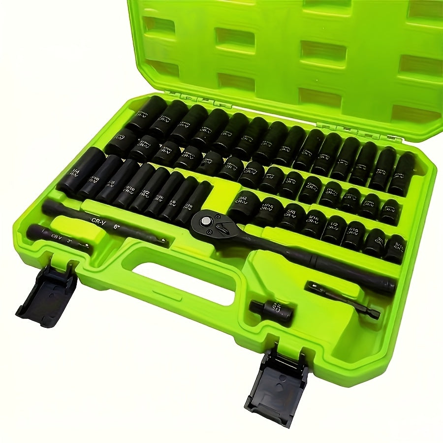 44/34+1/50 Sets of Professional-Sized 1/2-Inch Drive Pneumatic Screwdrivers, Including Both Long-Handled And Short-Handled Screwdrivers, Are Part of a Comprehensive Household Repair Tool Kit Suitable for Automotive Mechanical Maintenance
