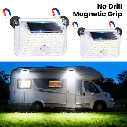 2/1pc, Magnetic RV Solar Light, with Super Strong Magnet Motion Sensor Lights, Solar Outdoor Lights Waterproof, for Trailers, Campers | Outdoor Exterior Lighting Rv Additions, RV Porch Awning Lights, Easy Installation