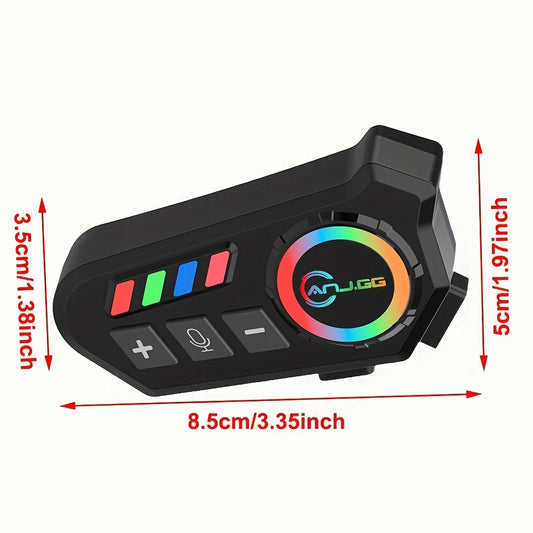 Motorcycle Helmet Headset 1000mAh, Wireless Intercom for Riders, Hands-Free Calls & Music, Voice Control, Noise Cancelling, HD Speakers, Long Battery Life