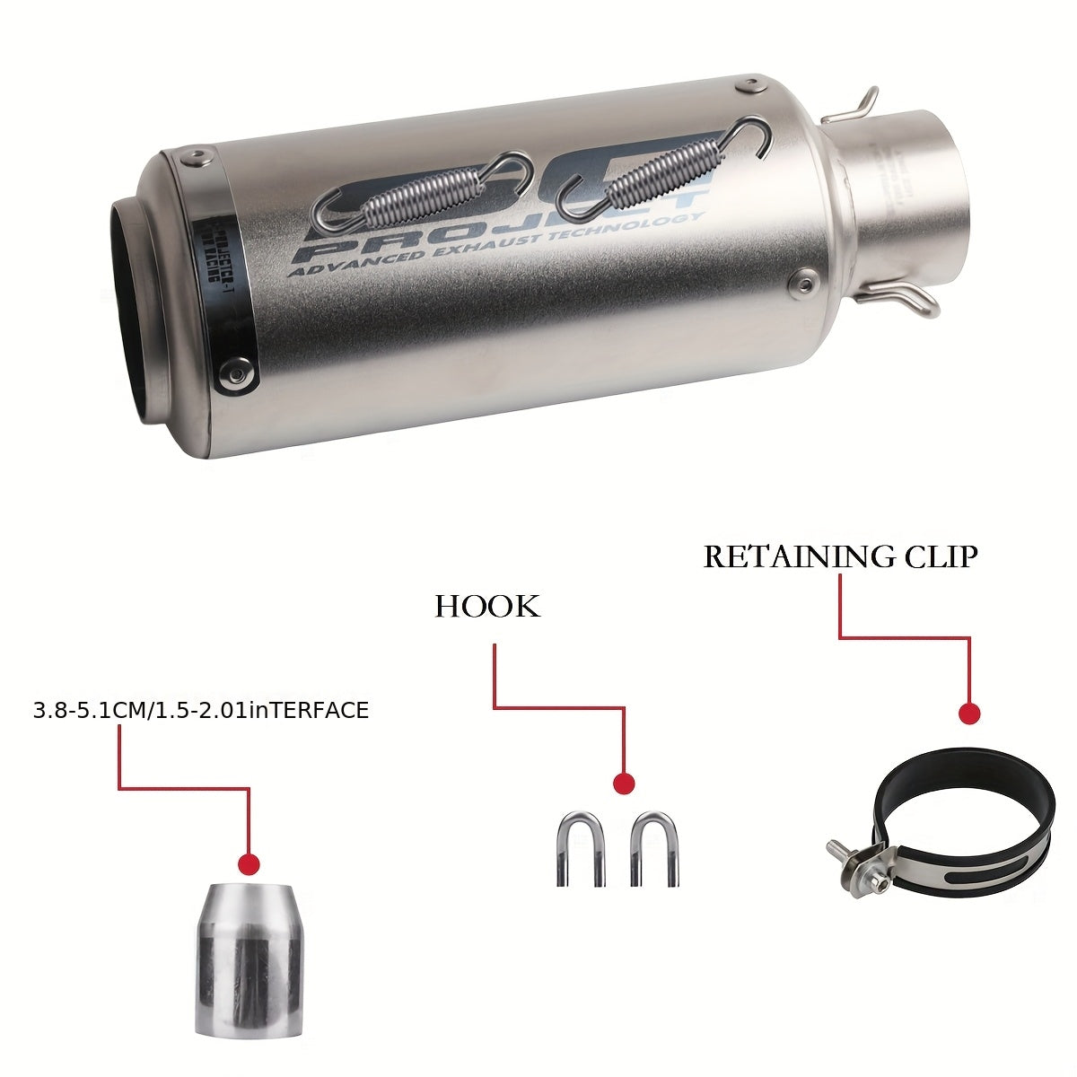Universal 51MM Caliber Motorcycle Exhaust Pipe for Z900 FZ6 RC390 S1000XR | Stainless Steel, Brand: ANMIEN, Suitable for Off-road Motorcycles