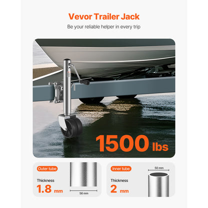 VEVOR Boat Trailer Jack Marine Heavy Duty Swivel Mount Tongue Jack 1000 lbs/1500lbs Load Single wheel / Double wheel
