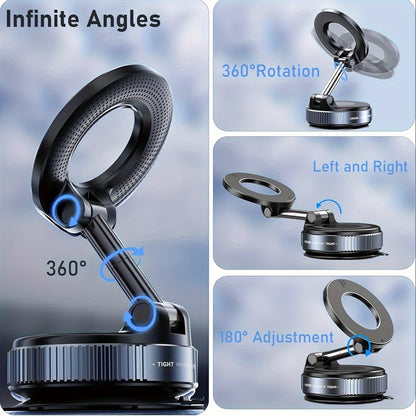 [Portable Foldable Holder] 360° Adjustable Magnetic Phone Mount, Suitable for Car/Gym/Mirror/Smooth Surfaces/Bathroom Mirror, Universal, Portable Foldable Car Phone Holder, Compatible with All Smartphones and Car Models, Foldable Design, Secure Fixation,