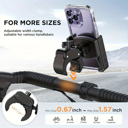Motorcycle Phone Mount Bike Phone Holder – Quick Lock, Camera-Friendly, Universal Handlebar Clamp for iPhone Samsung 4–7" Phones, Scooter & Bicycle