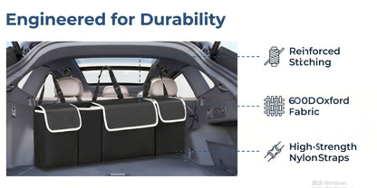 Car Trunk Organizer Foldable Rear Seat Hanging Storage Bag 4 Pockets for SUV Truck MPV Jeep Cargo Accessories Purse Holder