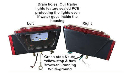 12V LED Trailer Lights, Red White 2 Square Trailer Lights & 6 Connectors Stop Tail Turn Signal Tail Lights, Utility Trailer Lights For Under 80 Inch Boat Trailer Truck Marine Camper RV