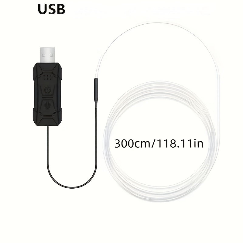 RGB Car Interior LED Light Kit, USB Powered with App & Remote Dual Control, Music Sync Fiber Optic Strip Lights for Dashboard & Door, Battery-Free Ambient Atmosphere Christmas Decorative Lighting, Easy Installation, DIY Car Mod