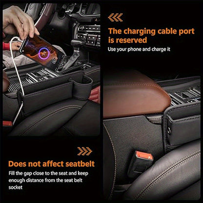 1 Set Universal Car Seat Gap Organizer - Multifunctional Storage Box with Pocket, Wallet, Keys, Card, Cup, and Phone Holder for Auto Interior Accessories