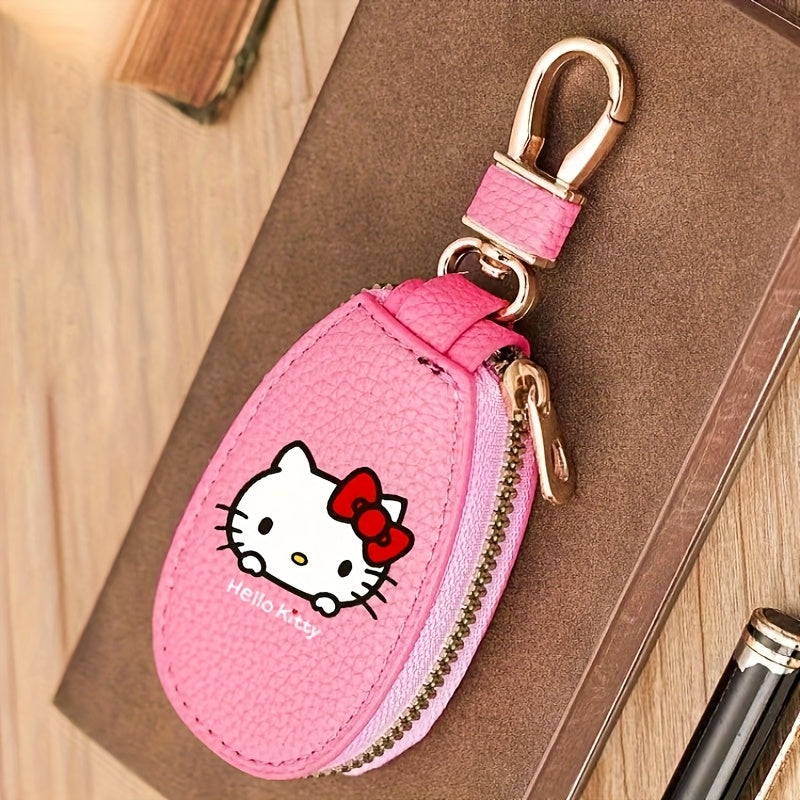 Sanrio'S for Hello Kitty Key Bag - Black Car Key Storage Bag with Golden Zipper, Multi Functional Keychain, Compact Design, Suitable for Home Use, Key Storage Organizer, Suitable for Hello Kitty Additions