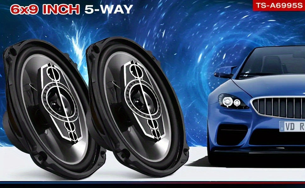 2pcs 6x9 Inch 1000W 5-Way Car HiFi Coaxial Speakers - 600W Total Power, 5.2 Channel Stereo, Stainless Steel Full Range Frequency Speakers for Vehicle Door & Auto Audio, 36V Safe Operation, Car Audio Accessories, Modern Car Stereo, Durable Speaker Casing,