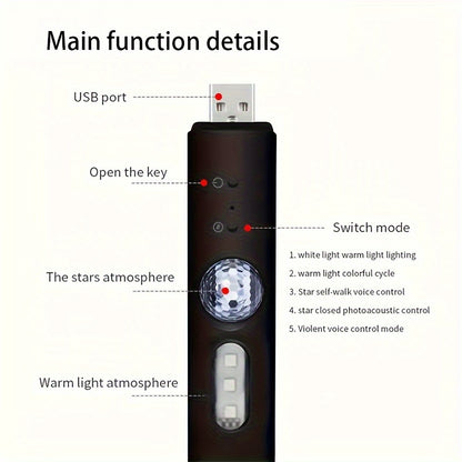 Car LED Lights Interior Auto Sensor USB RGB Ambient Atmosphere Neon Accent Lighting Cool Accessories Magnetic Strip Inside Car Roof Ceiling Footwell Hood Remote Music Sound Sync 12V