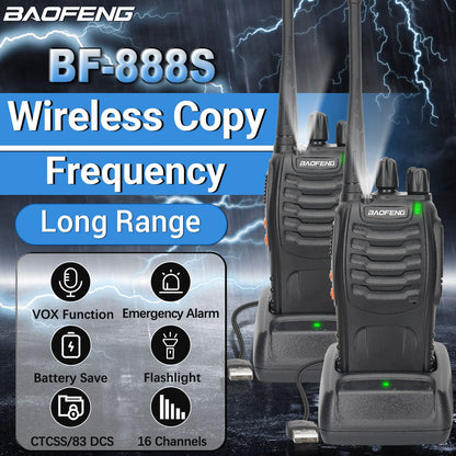2pcs New Baofeng BF-888S Upgrade Walkie Talkie Wireless Copy Frequency Long Range Portable BF888S Ham Two Way Radio Hunting