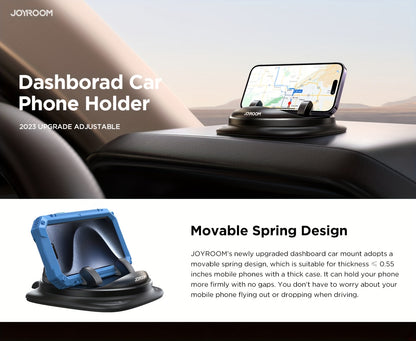 JOYROOM  Phone Holder Mount - Rotatable Dash-Mounted Holders, Non-Slip, ABS,, Heat , Spring-Loaded Grip for iPhone,  & Smartphones