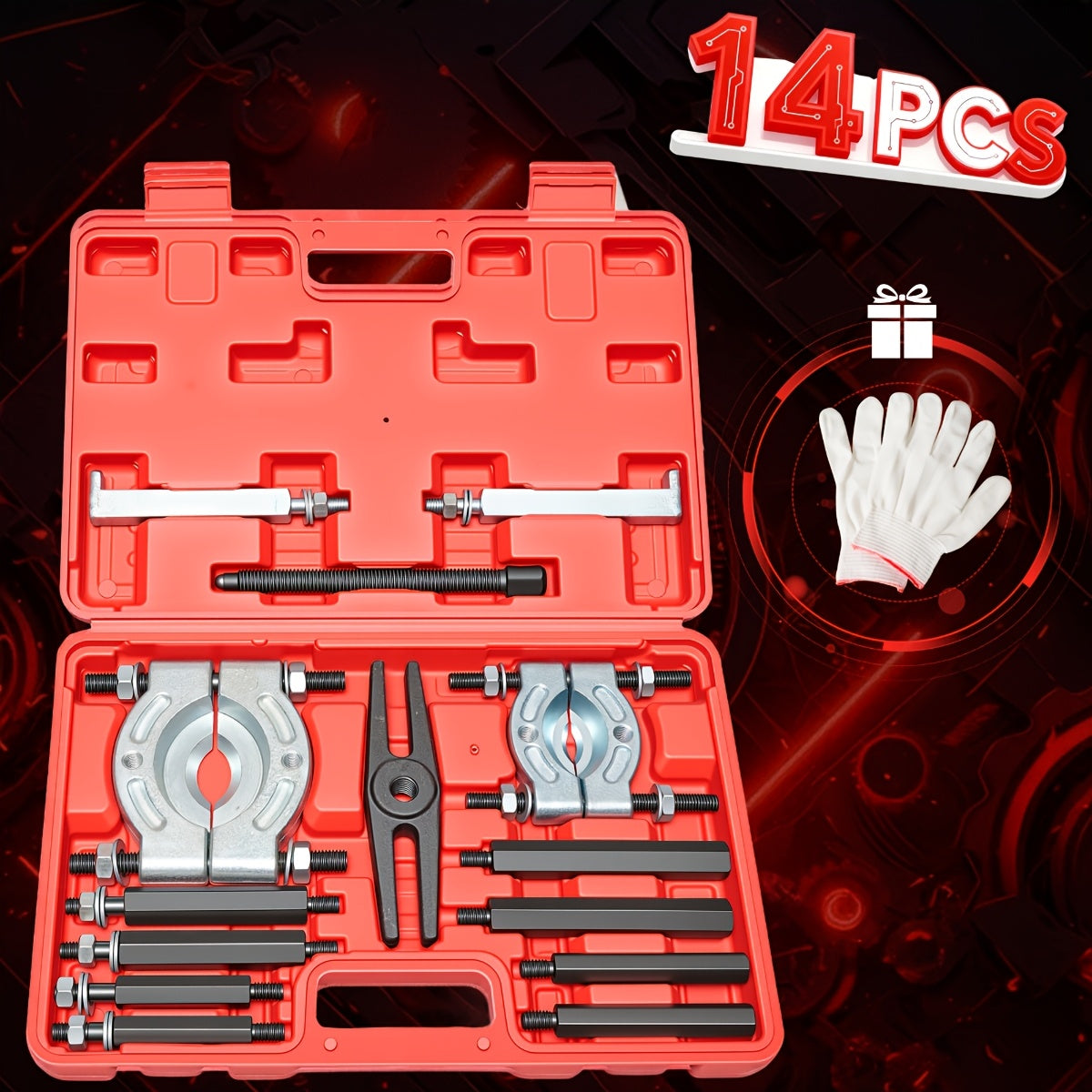 9/12/14pcs Bearing Puller And Splitter Kit, Wheel Hub Axle Puller Set, 5 Ton Capacity Bearing Separator with 2' And 3' Bearing Separator Jaws, Pinion Bearing Puller And Wheel Removal Tool for Auto Motorcycle Repair| Gift for Husband And Dad