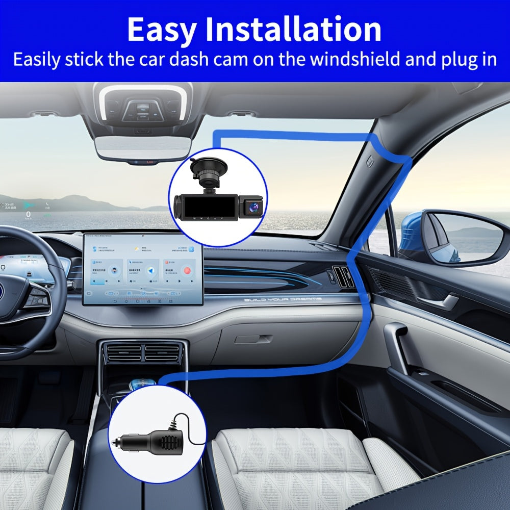 Dual Dash Cam Front And Inside, 1080P 170° Wide Angle Night Vision, Loop Recording with G-Sensor, Compact Car Evidence Solution USA