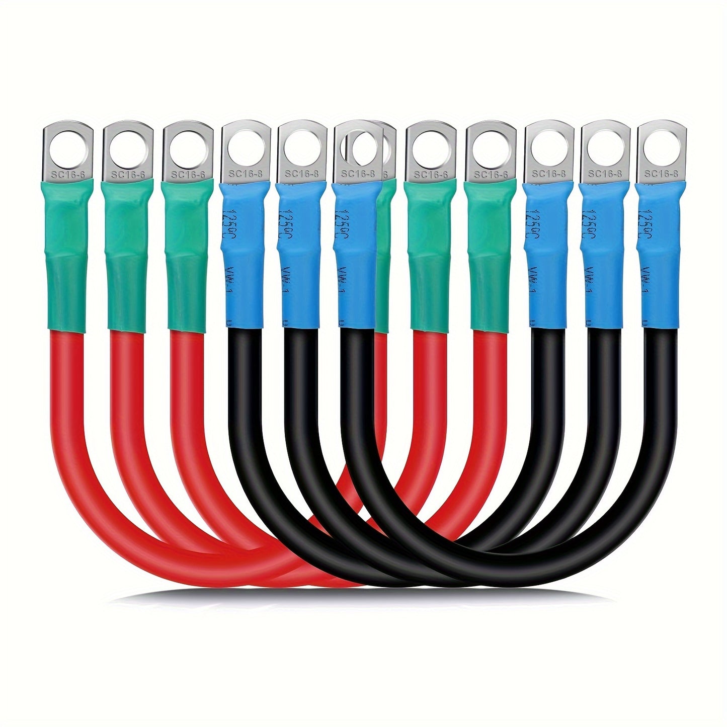 6pcs 12inch Battery Cables, 6AWG Battery Inverter Cables Set, with 5/16" Tinned Copper Lugs, for Cars, Trucks, Boats, Solar