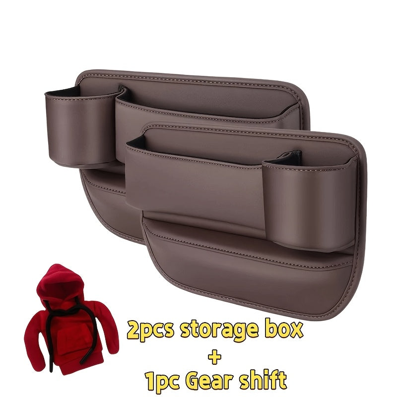 Car Seat Gap Filler Organizer – PU Leather Side Pocket Storage Box for Wallet, Keys, Cards & Phone, No-Tool Install, Fits All Cars, Black Beige Red Brown