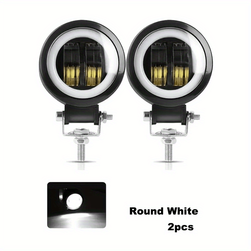3 Inch Round LED Lights 2pcs DC 12V-24V – Compact Work Lights for Off-Road ATV UTV Motorcycle Truck, White Blue Yellow Red, Hardwired
