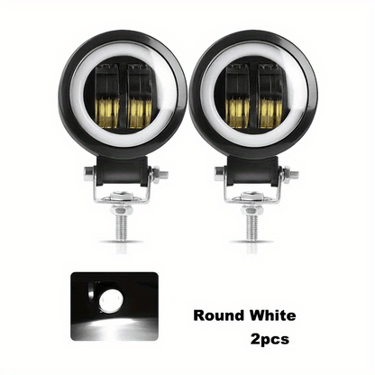 3 Inch Round LED Lights 2pcs DC 12V-24V – Compact Work Lights for Off-Road ATV UTV Motorcycle Truck, White Blue Yellow Red, Hardwired
