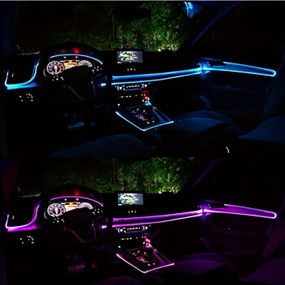 Car Interior Ambient Lighting Kit 3M RGB 7-Color LED Strip App & Remote Control Music Sync for Doors Console Dashboard Decoration