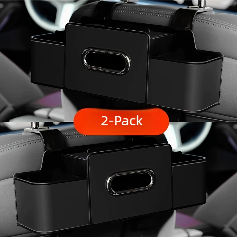 2-Pack Car Backseat Multi-Function Organizer, 8-in-1 Large Capacity With Napkin Drawer & Cup Holders, Hanging Storage Solves Car Clutter, Essential For Family Trips & Long Drives