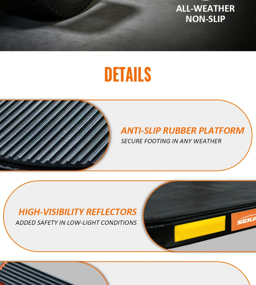 Heavy Duty Foldable Tire Steps with Anti-Slip Texture, Adjustable Height, 300/650 Lbs Load Capacity, Fits Tires Up to 13.5In Wide, Portable Telescopic Ladder for Roof Rack & Roof Climbing, Universal Car Additions for Truck SUV Trailer