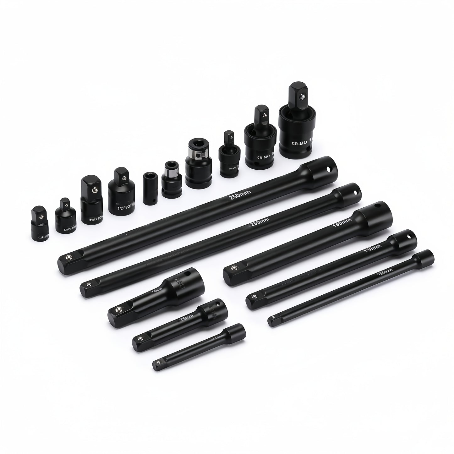 [18pcs Socket Set] NANWEI 18pcs Socket Extension Bar Set Includes Extension Bars, Socket Adapters And Impact Driver Bit Connectors. Made of Premium Cr-V Steel. Professional 1/4", 3/8" And 1/2" Drive Set, Ideal for Home Decoration And Mechanical Fastening