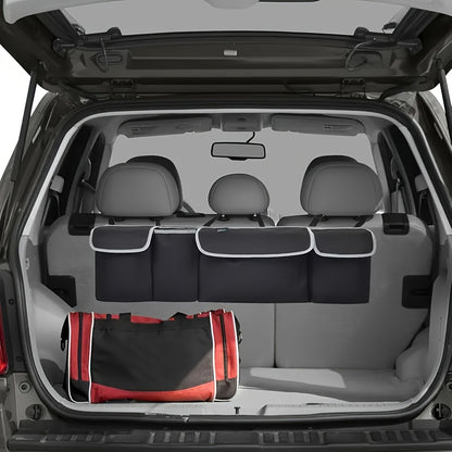 Car Trunk Organizer Foldable Rear Seat Hanging Storage Bag 4 Pockets for SUV Truck MPV Jeep Cargo Accessories Purse Holder