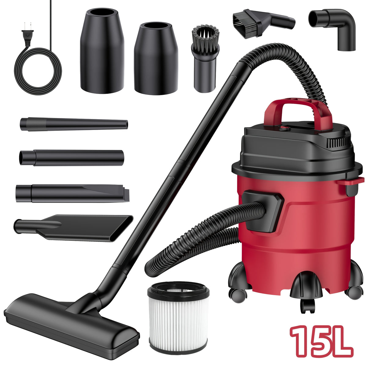 Wet Dry Vacuum Cleaner 5.28–6.6 Gal – High-Power Shop Vac, Super Suction, Efficient Filtration, for Car & Home