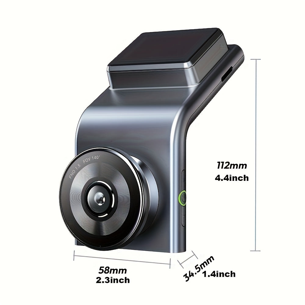 Front Car Dash Cam with 3K, 140° Wide Angle Lens | Built-In Wifi GPS, Night Vision, Motion Detection Alerts, Parking Mode, WDR, Loop Recording - USB-Powered, Compact Design, Vehicle Security, Modern Vehicle Accessory, Durable Construction