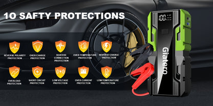 Portable Car Emergency Starter Power Supply, Equipped with an Air Compressor Tire Inflator, Suitable for Up to 3.7gal Gasoline Engines And 3.17gal Diesel Engines, And Specifically Designed for 12V Trucks And Cars As an Emergency Starter Power Supply