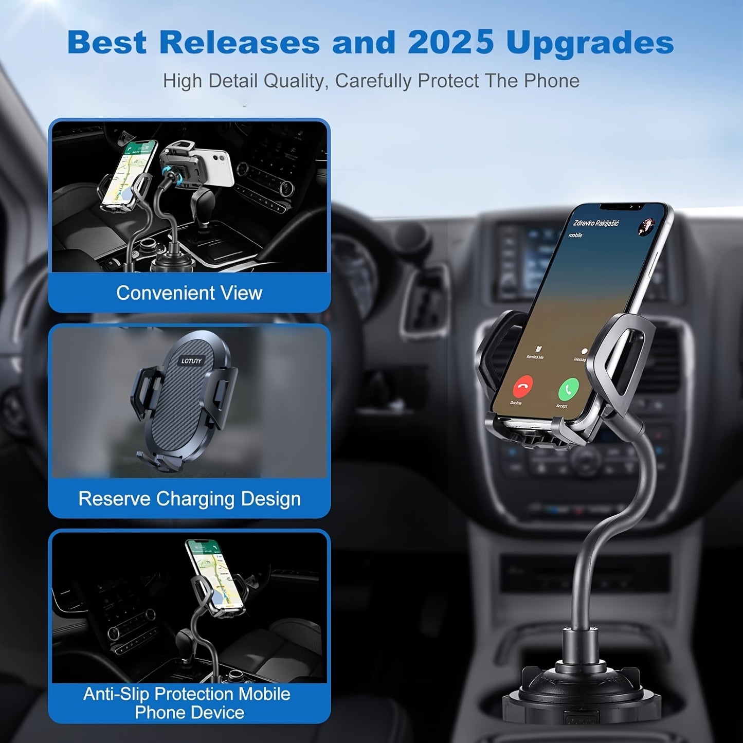 Versatile Car Cup Holder for Smartphones - Compatible with All Sizes - an Ideal Present for Friends And Family for Birthdays, Easter, Presidents Day, And Any Celebration