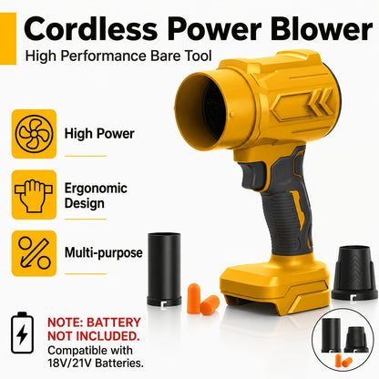 Cordless Handheld Leaf Blower 45000RPM Turbo – 2 Batteries & Charger Included, Air Duster & Car Dryer Blower for Small Spaces, Dual Air Duct Attachments