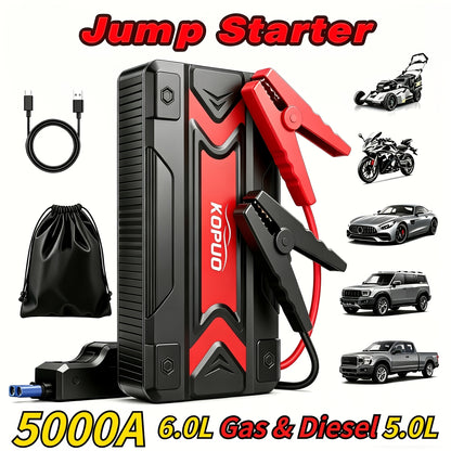 6000-20000A Peak Single Jump Starter Or 12V Portable Car Jump Starter with Air Compressor, Jump Starter Battery Pack with 150PSI Tire Inflator, 7-in-1 Multi-functional Battery Booster Power Bank with LED Light, Car Battery Charger, Roadside Assistanc