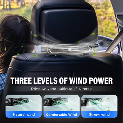 Car Fan-Blade-Less Car Air Conditioner Fan | 3-Speed Quiet Cooling, Seat Fan, Comes with A USB Charging Cable, Plug-And-Play (Non-Rechargeable Model). Stay Cool Even in Traffic Jams (Fits All Car Models)