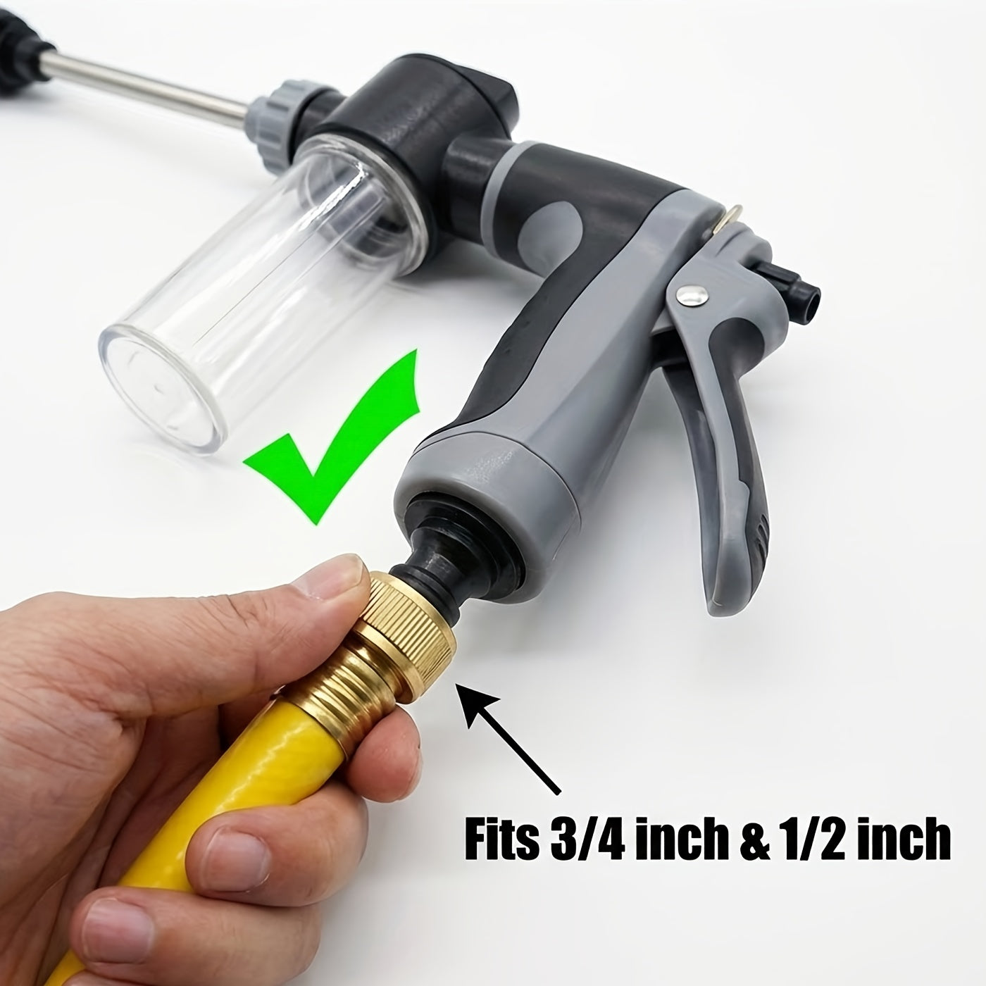 High Pressure Hose Nozzle, Portable Water Sprayer with Soap Bottle, Universal Fit for Washing Cars & Gardening
