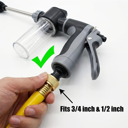 High Pressure Hose Nozzle, Portable Water Sprayer with Soap Bottle, Universal Fit for Washing Cars & Gardening