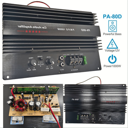High Power 12V 1000W Car Audio Amplifier Board Powerful Subwoofer Bass Amplifier High Power 1000W Car Subwoofer Amplifier - RMS 600W, Supports 8Inch, 10Inch, 12Inch Speakers, Ultra Low Distortion(0.01%), 12V High Performance Audio Board