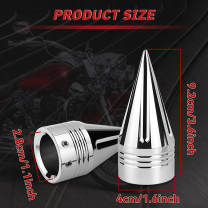 Motorcycle Front Axle Nut Covers CNC Spike Caps 3.6" – Fits Harley Touring Street Glide Road King Electra Glide Tri Glide 2008+, Black & Silver, Pair