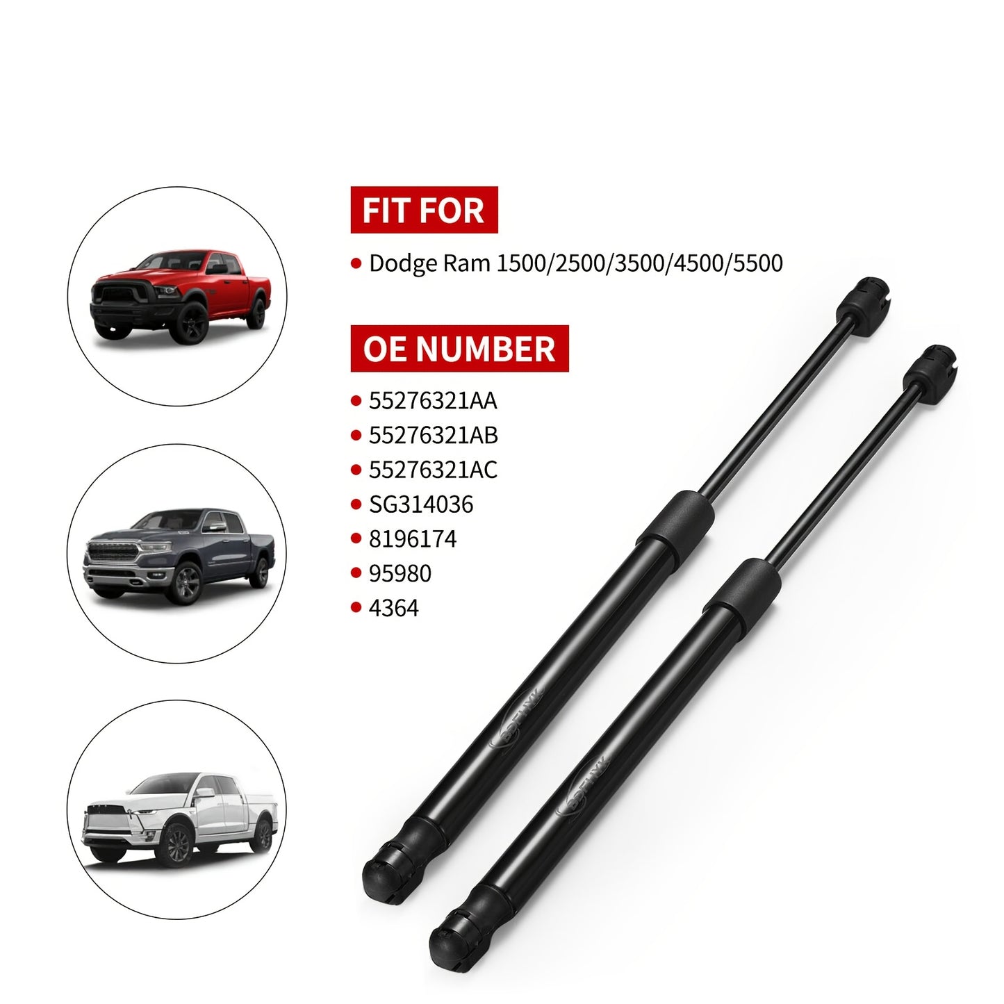 OE 2-Pack for Dodge for RAM 1500 2500 3500 2002-2010 for Hood Lift Supports Shocks Struts