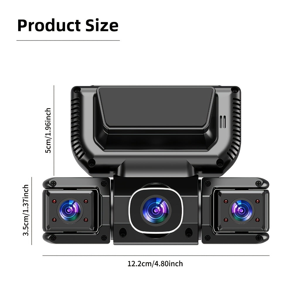 [FOXGOD] 360° Dash Cam for Car | 4 Channel Recording, Night Vision, 3.16" IPS Screen with WiFi, G-Sensor, Parking Mode, Video Capture, Free 32GB Card, The Best Gift to Give to A Friend