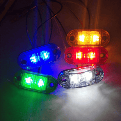 LED Side Marker Lights 20pcs 4-LED 12V 24V Hardwired Stop Tail Indicator for Truck Trailer RV Bus Caravan Camper Van Amber Red Green Purple