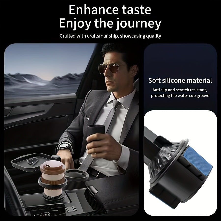 [3-In-1 Car Holder] 1pc, a Multifunctional 3-In-1 Car Cup Holder, Vehicle Phone Holder Tray Dining Plate, a Versatile Small Dining Table, Car Drink Coffee Burger Cup Holder, Made of ABS Material, Featuring a Stable And Expandable Base, Is an Essential Tra