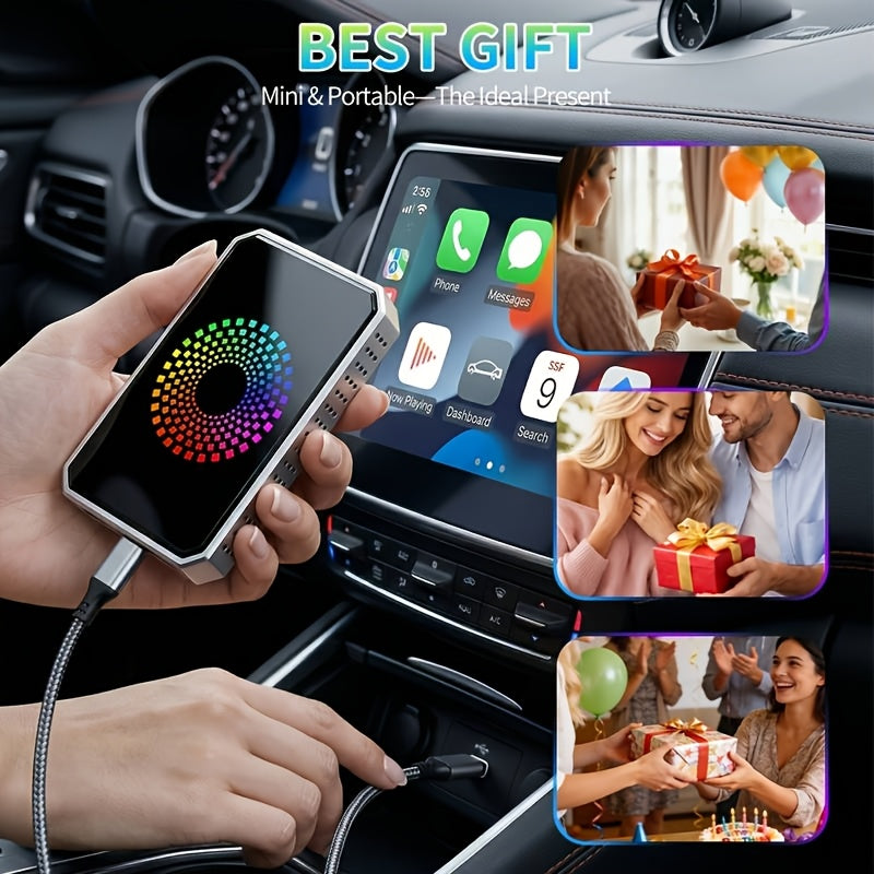 3-in-1 Magic Media Box Supports Netflix/YouTube/TikTok Streaming, Wireless Carplay Adapter Dongle with USB Drive for OEM Wired Apple Car Play And Android Auto Cars (Compatible with iPhone 10+ And 2018+ Models)