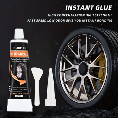 Repair Adhesive for Tires, Including a Sidewall Rubber Glue Kit (With Scraper And Tip Kit) Suitable for Bicycles, Cars, Motorcycles, Dirt Bikes, Trucks, And Tractors, Available in Black, 1.01oz/1.69oz