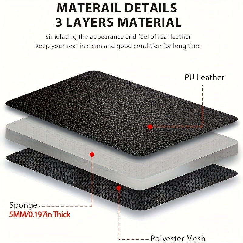 Deluxe All-Season Quilted PU Leather Car Seat Covers - Comfy Sponge-Padding, Universal Fit, christmas gifts