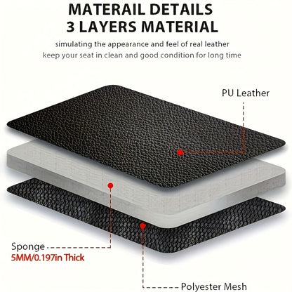 Deluxe All-Season Quilted PU Leather Car Seat Covers - Comfy Sponge-Padding, Universal Fit, christmas gifts
