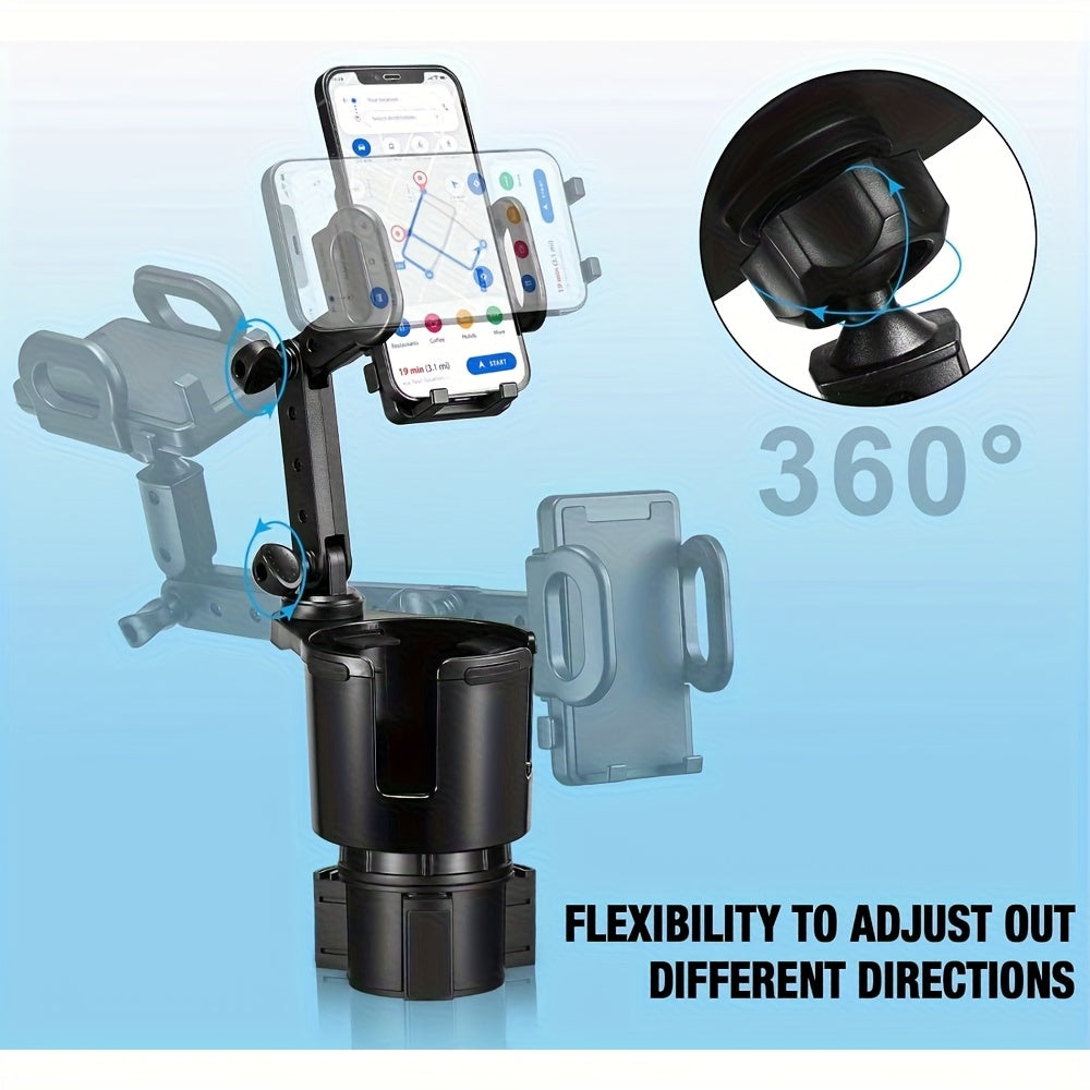 1 In-car 2-in-1 Holder, Versatile Portable Swivelable Car Phone Cup Holder for Cars, SUVs, Trucks, with Shock Trim, Black Car Cup Holder Extender