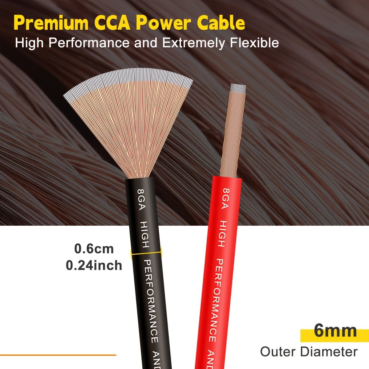8 Gauge Wire 50ft CCA Wire, (25ft Black+25ft Red) Automotive Wire Car Audio Battery Cable, Power/Ground Wire, Marine, Welding Cable, Electrical Wire Audio Wiring For Speaker Amp car accessories