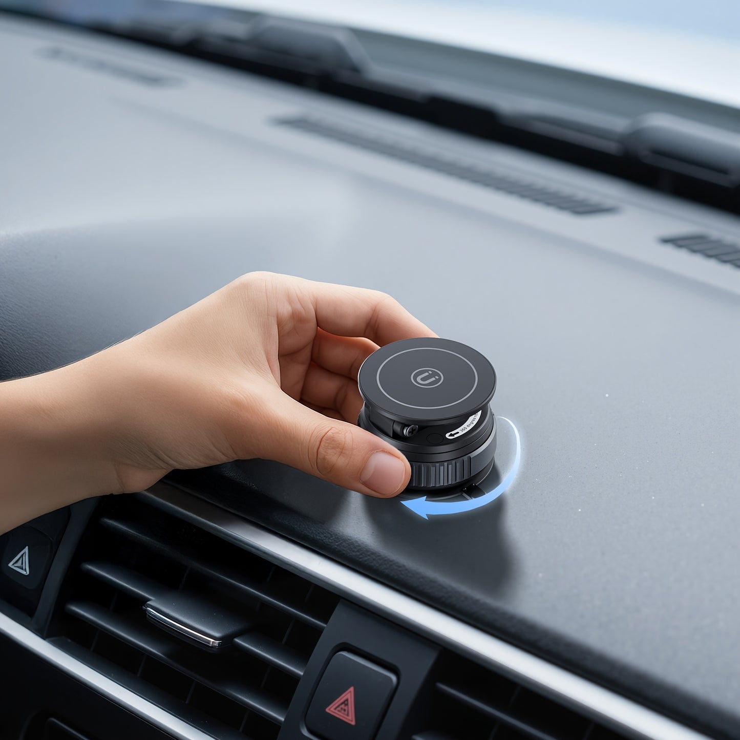 360-Degree Rotatable Magnetic Phone Holder - Compatible with for All Smartphones And Vehicles, Works with Iphone 16/15/14/12 - Compact And Foldable Car Mount with Strong Grip - Trendy Car Accessory